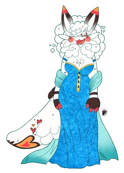 Anthro sea slug in an outfit that shows off all her fluffy curves, she’s not called the goddess of comfort for nothing